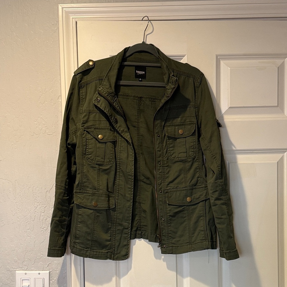 Kensie Olive Green Jacket with Black Label